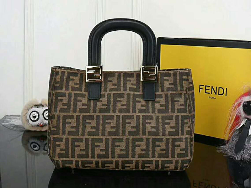 Fendi Ff Fabric Tote With Golden Hardware Ff06