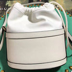 GUCCI 1955 HORSEBIT LEATHER BUCKET BAG WHITE 602118