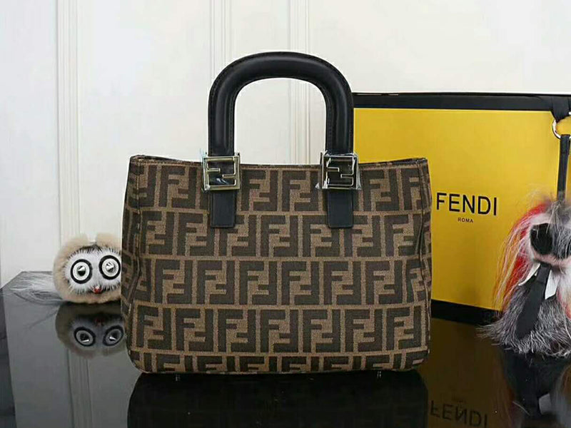 Fendi Ff Fabric Tote With Golden Hardware Ff06