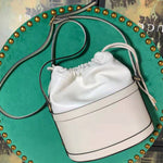 GUCCI 1955 HORSEBIT LEATHER BUCKET BAG WHITE 602118