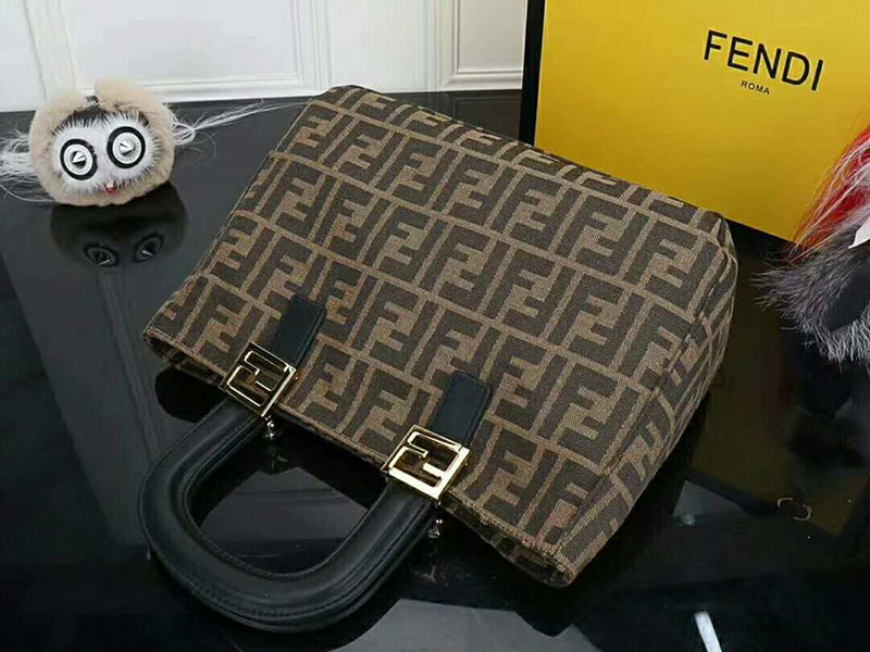 Fendi Ff Fabric Tote With Golden Hardware Ff06