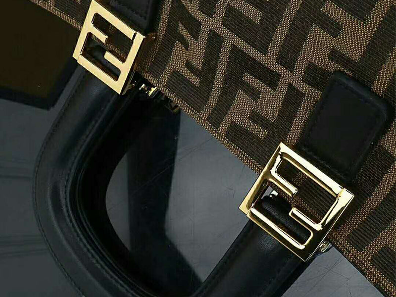 Fendi Ff Fabric Tote With Golden Hardware Ff06