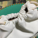 GUCCI 1955 HORSEBIT LEATHER BUCKET BAG WHITE 602118