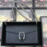 GUCCI DIONYSUS GG SUPREME OSTRICH LEATHER CHAIN WALLET BLACK