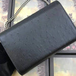 GUCCI DIONYSUS GG SUPREME OSTRICH LEATHER CHAIN WALLET BLACK