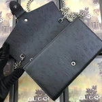 GUCCI DIONYSUS GG SUPREME OSTRICH LEATHER CHAIN WALLET BLACK