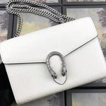 GUCCI DIONYSUS GG SUPREME OSTRICH LEATHER CHAIN WALLET WHITE