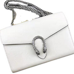 GUCCI DIONYSUS GG SUPREME OSTRICH LEATHER CHAIN WALLET WHITE