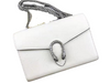 GUCCI DIONYSUS GG SUPREME OSTRICH LEATHER CHAIN WALLET WHITE