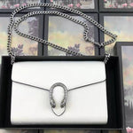 GUCCI DIONYSUS GG SUPREME OSTRICH LEATHER CHAIN WALLET WHITE