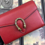 GUCCI DIONYSUS GG SUPREME LEATHER CHAIN WALLET RED