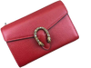 GUCCI DIONYSUS GG SUPREME LEATHER CHAIN WALLET RED