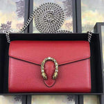 GUCCI DIONYSUS GG SUPREME LEATHER CHAIN WALLET RED