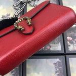 GUCCI DIONYSUS GG SUPREME LEATHER CHAIN WALLET RED