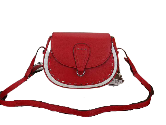 Fendi Saddlebag Leather Shoulder Bag Red