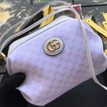 GUCCI CANDY LEATHER TRIMMED COATED CANVAS SHOULDER BAG WHITE 564580