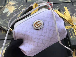 GUCCI CANDY LEATHER TRIMMED COATED CANVAS SHOULDER BAG WHITE 564580