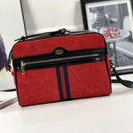 GUCCI SUEDE OPHIDIA SMALL SHOULDER BAG RED