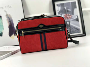 GUCCI SUEDE OPHIDIA SMALL SHOULDER BAG RED