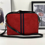 GUCCI SUEDE OPHIDIA SMALL SHOULDER BAG RED