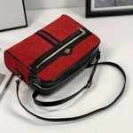 GUCCI SUEDE OPHIDIA SMALL SHOULDER BAG RED