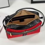 GUCCI SUEDE OPHIDIA SMALL SHOULDER BAG RED