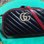 GUCCI GG MARMONT SMALL DIAGONAL MATELASSÉ SHOULDER BAG BLACK 447632