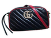 GUCCI GG MARMONT SMALL DIAGONAL MATELASSÉ SHOULDER BAG BLACK 447632