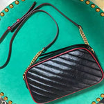 GUCCI GG MARMONT SMALL DIAGONAL MATELASSÉ SHOULDER BAG BLACK 447632