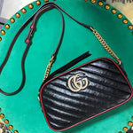 GUCCI GG MARMONT SMALL DIAGONAL MATELASSÉ SHOULDER BAG BLACK 447632