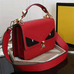 Fendi Kan I Black Leather Bag Red F5533