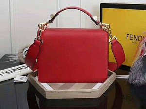 Fendi Kan I Black Leather Bag Red F5533