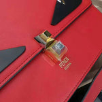 Fendi Kan I Black Leather Bag Red F5533