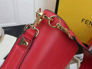 Fendi Kan I Black Leather Bag Red F5533