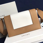 Celine Medium Frame Shoulder Bag Calskin Tan And White