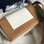 Celine Medium Frame Shoulder Bag Calskin Tan And White