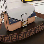 Fendi Baguette Ff Crossbody Bag Blue Grey