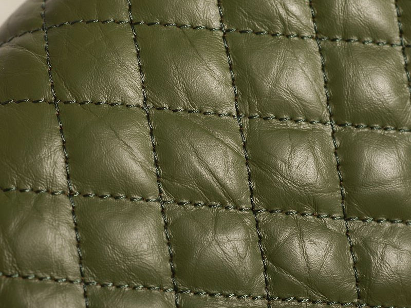 BOY CHANEL FLAP BAG GREEN IN ORIGINAL CRACKLED EFFECT LEATHER BRASS HARDWARE