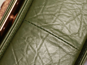 BOY CHANEL FLAP BAG GREEN IN ORIGINAL CRACKLED EFFECT LEATHER BRASS HARDWARE