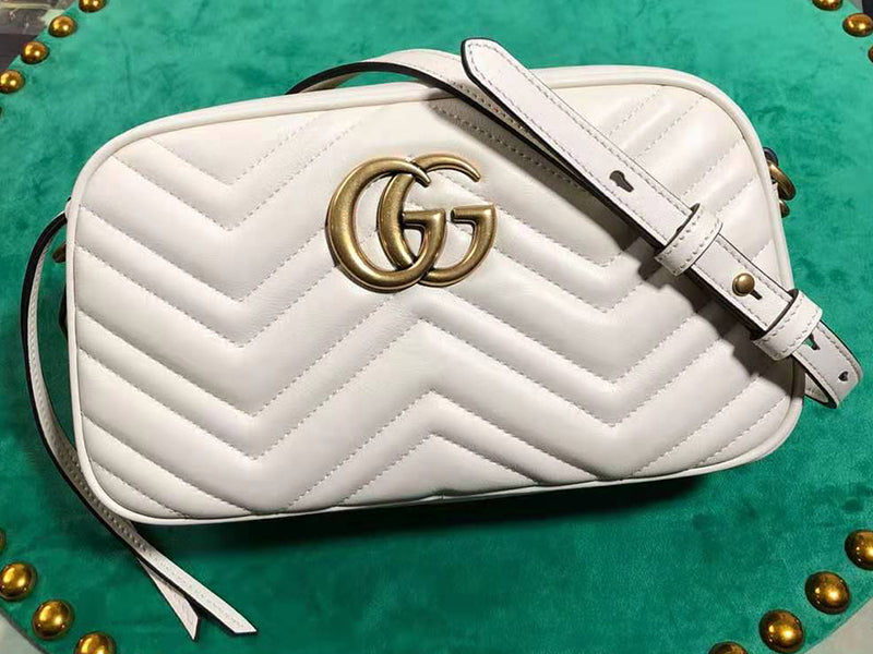 GUCCI GG MARMONT SMALL MATELASSÉ SHOULDER BAG WHITE 447632