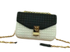 Celine Medium C Bag In Quilted Calfskin White And Black