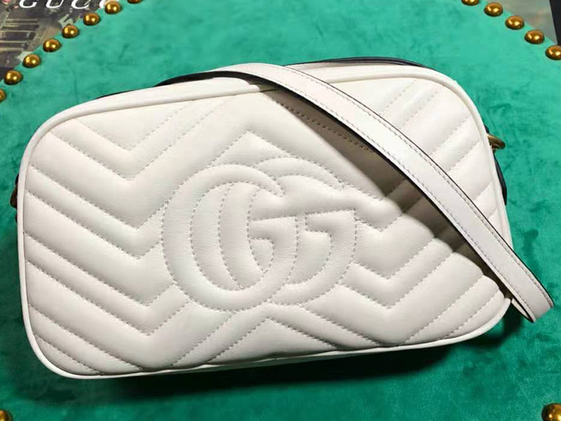 GUCCI GG MARMONT SMALL MATELASSÉ SHOULDER BAG WHITE 447632