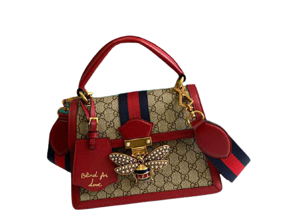 GUCCI QUEEN MARGARET SMALL BAG GG SUPREME BEIGE EBONY RED