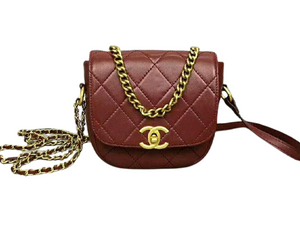 CHANEL MESSENGER BAG LAMBSKIN & GOLD-TONE METAL BURGUNDY