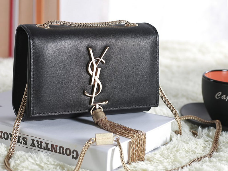 YVES SAINT LAURENT MINI MONOGRAMME BAG IN ORIGINAL LEATHER BLACK