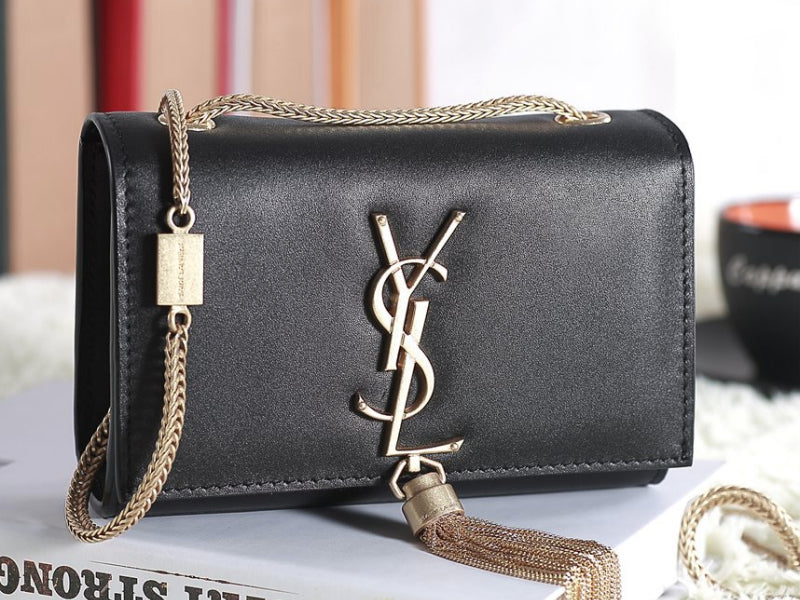 YVES SAINT LAURENT MINI MONOGRAMME BAG IN ORIGINAL LEATHER BLACK