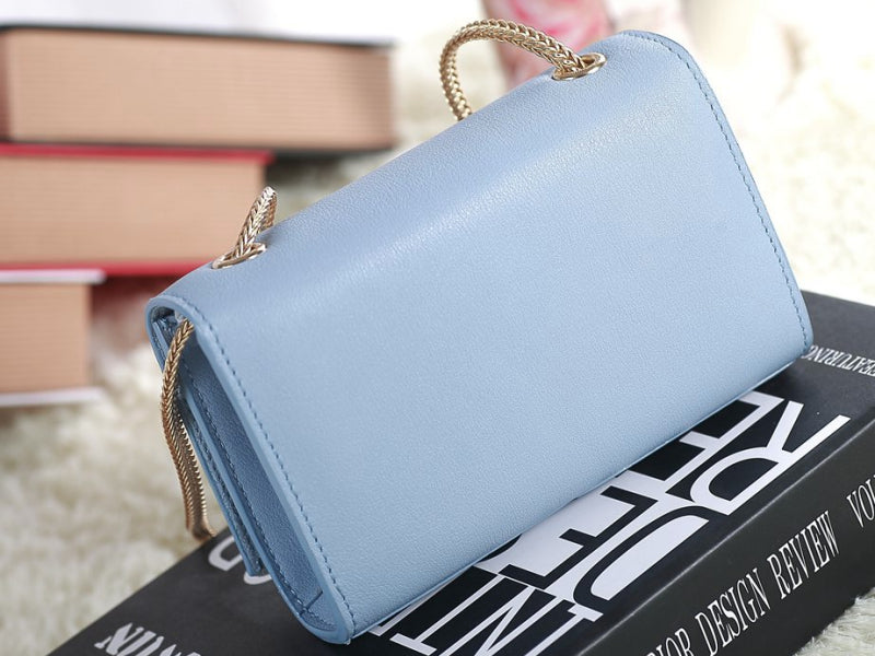 YVES SAINT LAURENT MINI MONOGRAMME BAG IN ORIGINAL LEATHER LIGHT BLUE