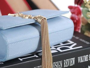 YVES SAINT LAURENT MINI MONOGRAMME BAG IN ORIGINAL LEATHER LIGHT BLUE