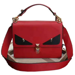 Fendi Kan I Black Leather Bag Red F5533