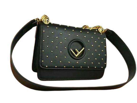 Fendi Kan I F Leather Bag Black